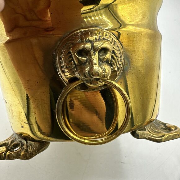 Small Brass Planter Pot Jardiniere Container Footed Lion 5.5” - Picture 11 of 13